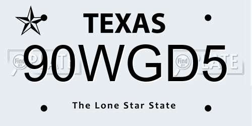 90WGD5 Texas License Plate