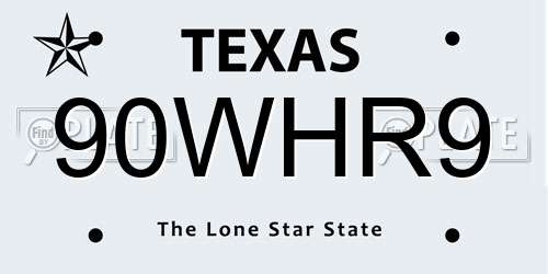 90WHR9 Texas License Plate