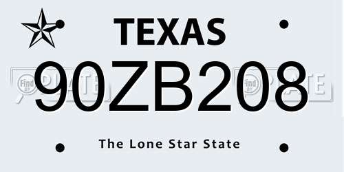 90ZB208 Texas License Plate
