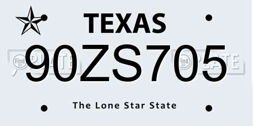 90ZS705 Texas License Plate