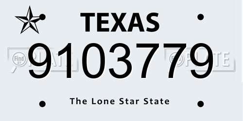 9103779 Texas License Plate