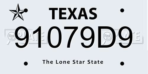 91079D9 Texas License Plate