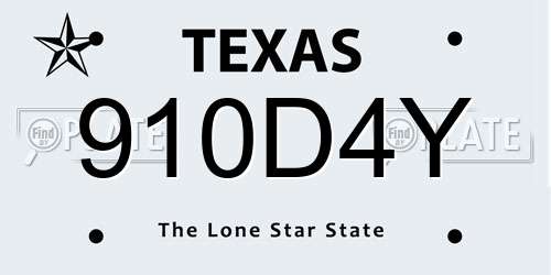 910D4Y Texas License Plate