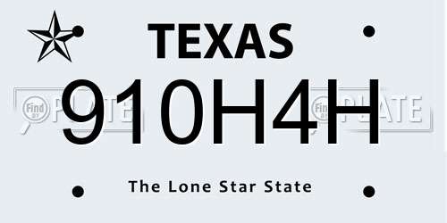 910H4H Texas License Plate