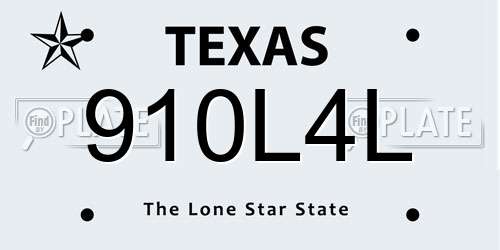 910L4L Texas License Plate