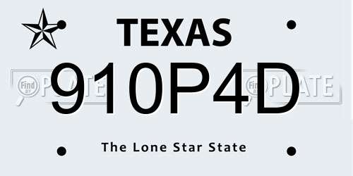 910P4D Texas License Plate