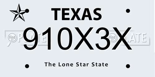 910X3X Texas License Plate