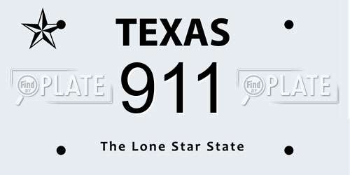 911 Texas License Plate