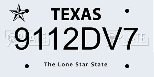 9112DV7 Texas License Plate