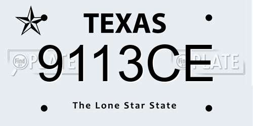 9113CE Texas License Plate