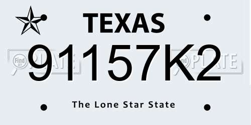 91157K2 Texas License Plate