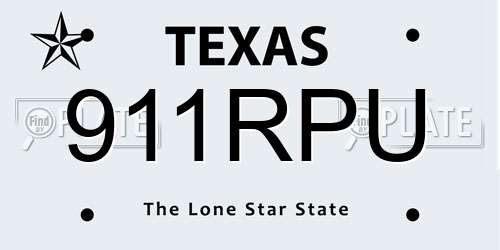 911RPU Texas License Plate