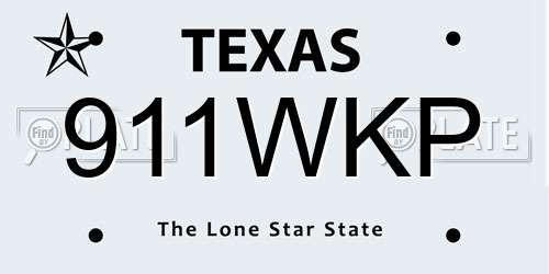 911WKP Texas License Plate