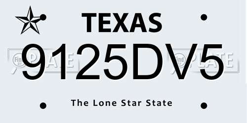 9125DV5 Texas License Plate