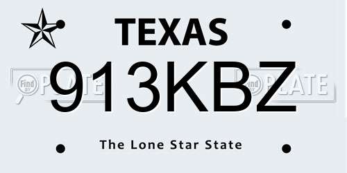 913KBZ Texas License Plate