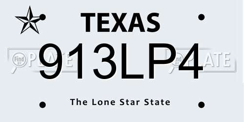 913LP4 Texas License Plate