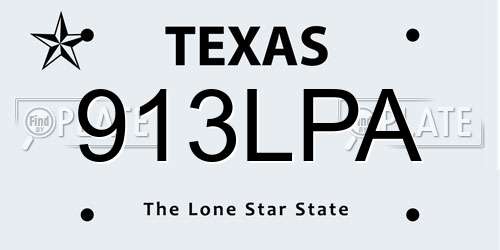 913LPA Texas License Plate