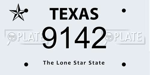 9142 Texas License Plate