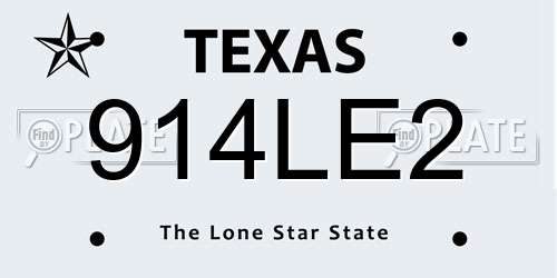 914LE2 Texas License Plate