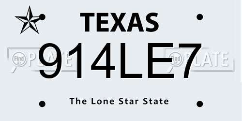 914LE7 Texas License Plate