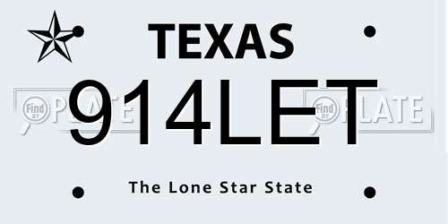914LET Texas License Plate