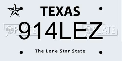 914LEZ Texas License Plate