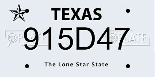 915D47 Texas License Plate