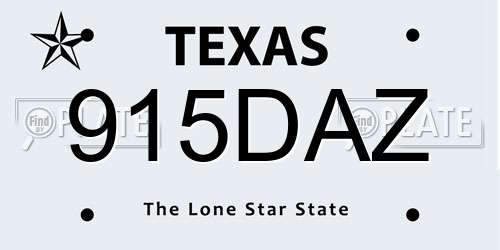 915DAZ Texas License Plate