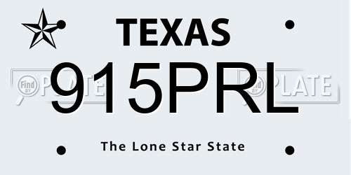 915PRL Texas License Plate