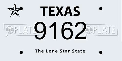 9162 Texas License Plate