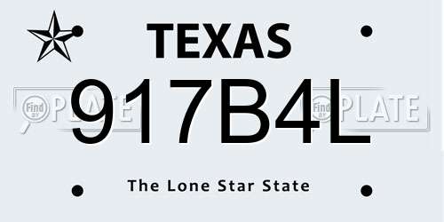 917B4L Texas License Plate