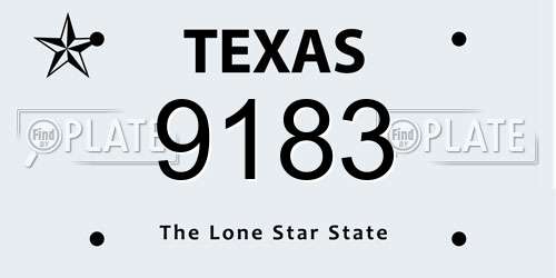 9183 Texas License Plate