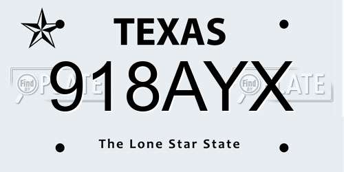 918AYX Texas License Plate