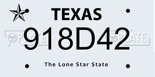 918D42 Texas License Plate