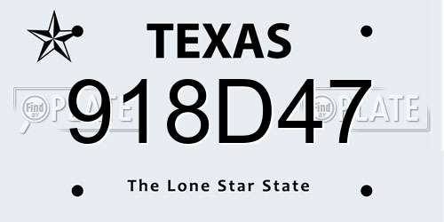 918D47 Texas License Plate