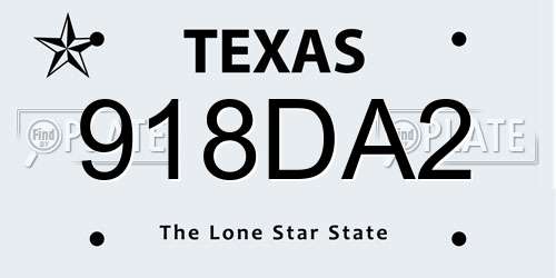 918DA2 Texas License Plate