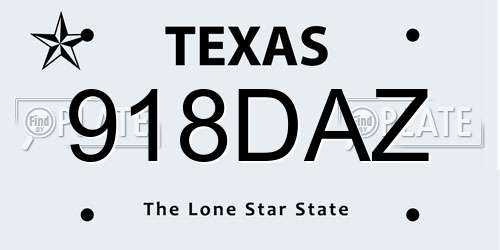 918DAZ Texas License Plate