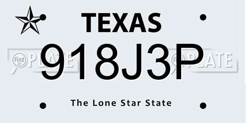 918J3P Texas License Plate