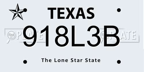 918L3B Texas License Plate