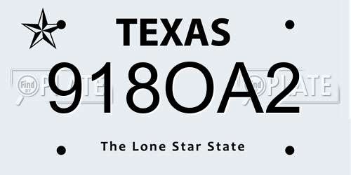 918OA2 Texas License Plate