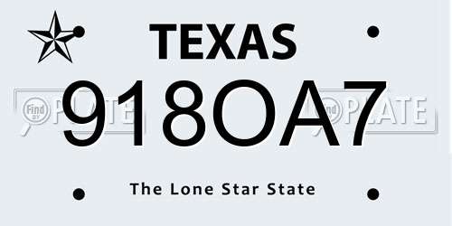 918OA7 Texas License Plate
