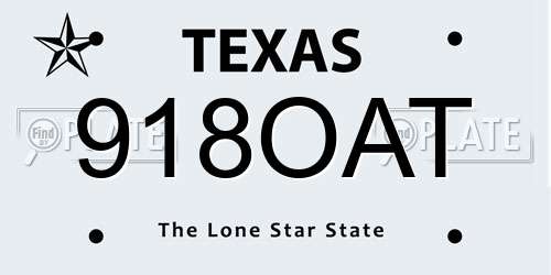 918OAT Texas License Plate