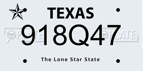 918Q47 Texas License Plate