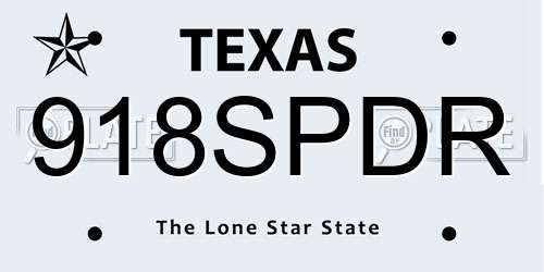 918SPDR Texas License Plate