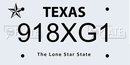 918XG1 Texas License Plate