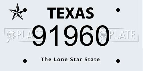 91960 Texas License Plate