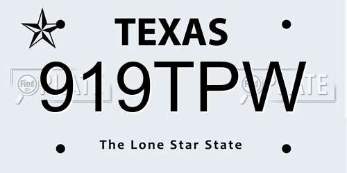 919TPW Texas License Plate