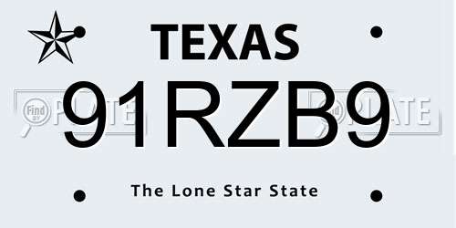 91RZB9 Texas License Plate