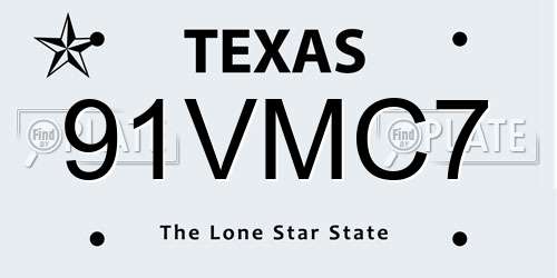 91VMC7 Texas License Plate