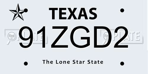 91ZGD2 Texas License Plate